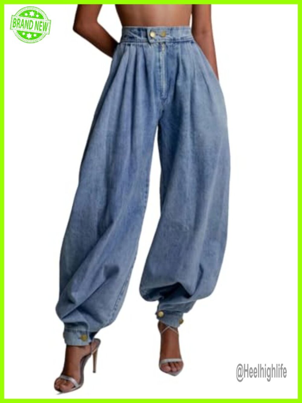 Y2k Baggy Harem Jeans Boyfriend Wide Leg Balloon Zip Up Pleated Denim Pants